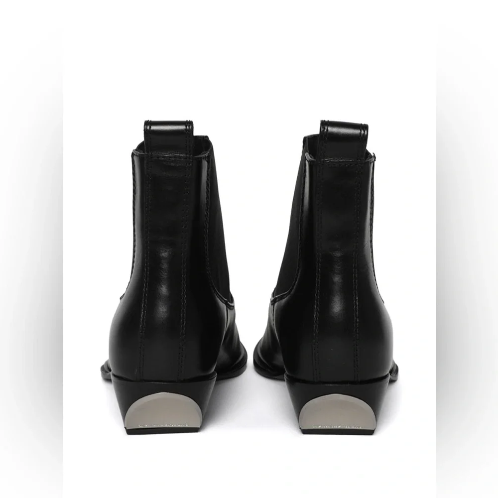 New Alexander Wang black slick 40 cowboy ankle boots in leather Sz36 MSRP:$650 - Picture 5 of 12
